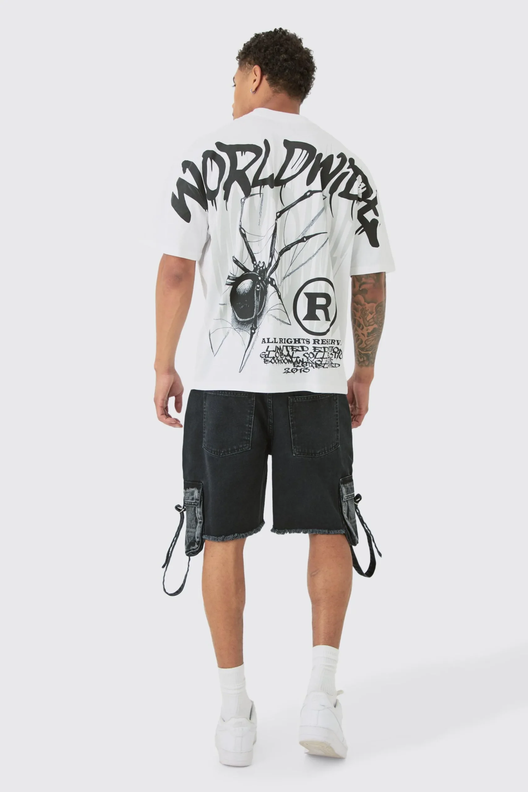 Oversized Over Seam Spider Back Print T-shirt | UK^boohooMAN Discount