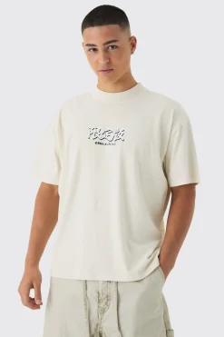 Oversized Over Seams Extended Neck Dragon Wash Print T-Shirt | UK^boohooMAN New