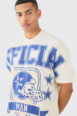 Oversized Over Seams Varsity Graphic T-shirt | UK^boohooMAN Best