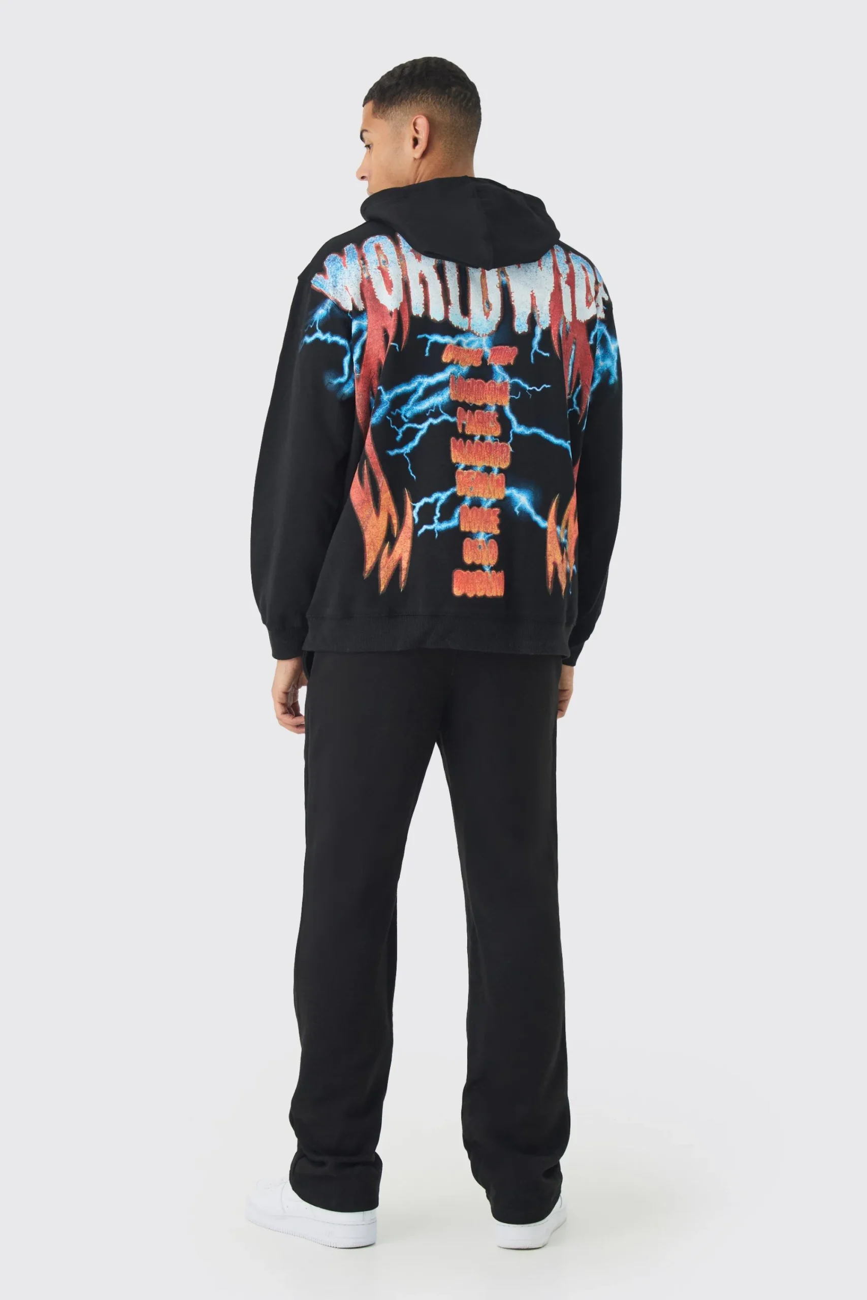 boohooMAN Oversized Over The Seams Lightning Back Graphic Tracksuit | UK| Tracksuits