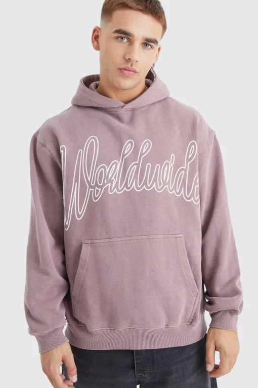 boohooMAN Oversized Overdyed Worldwide Hoodie | UK| Hoodies & Sweatshirts