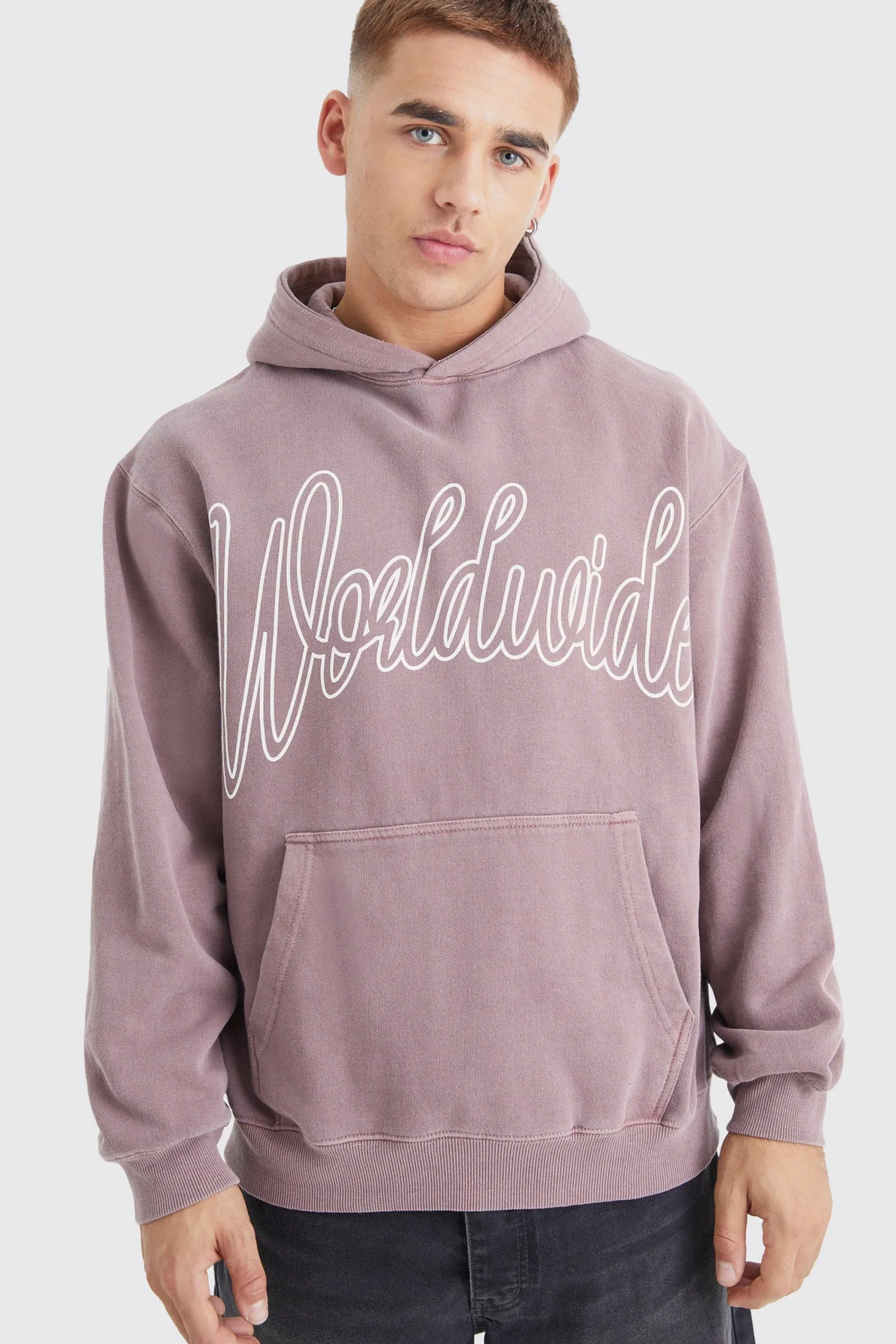 boohooMAN Oversized Overdyed Worldwide Hoodie | UK| Hoodies & Sweatshirts