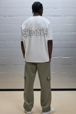 Oversized Overseam Steadie Spray Graphic T-shirt | UK^boohooMAN Online