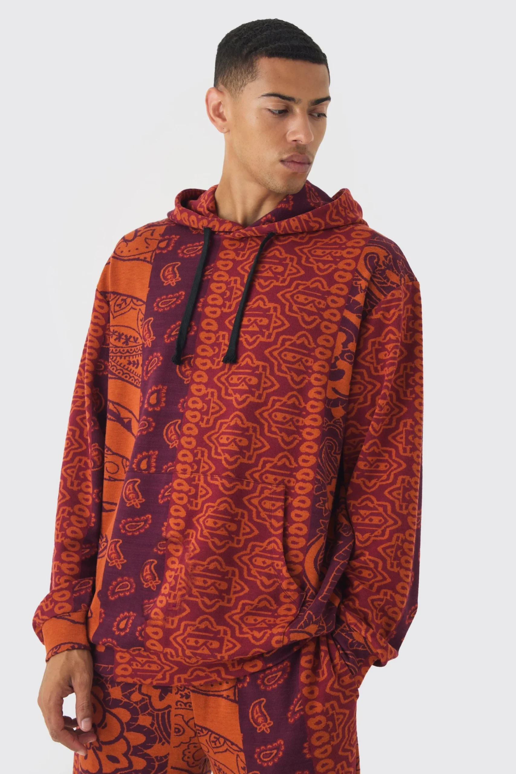 boohooMAN Oversized Paisley Jacquard Hoodie | UK| Hoodies & Sweatshirts
