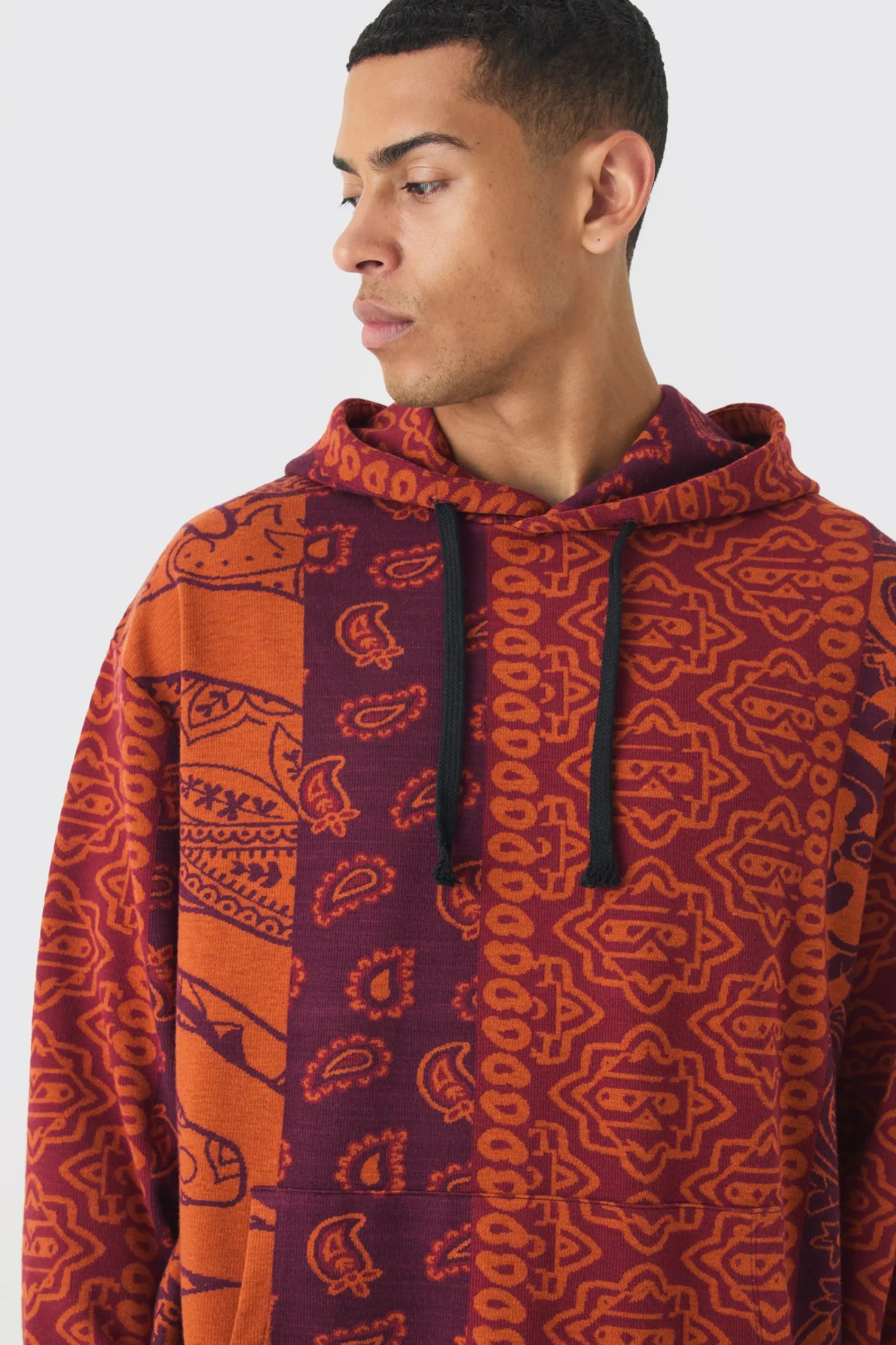 boohooMAN Oversized Paisley Jacquard Hoodie | UK| Hoodies & Sweatshirts