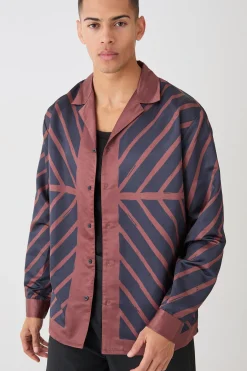 boohooMAN Oversized Panelled Long Sleeve Satin Shirt | UK| Shirts