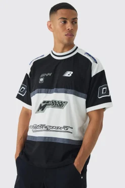 Oversized Panelled Motor Sport T-shirt | UK^boohooMAN Online