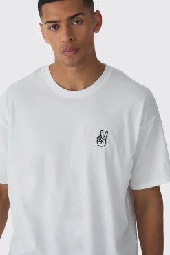 Oversized Peace Embroidered T-shirt | UK^boohooMAN Best