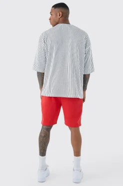 boohooMAN Oversized Pinstripe Baseball Shirt & Short Set | UK| Tracksuits