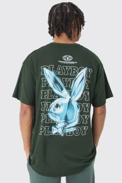 Oversized Playboy Varsity License Print T-Shirt | UK^boohooMAN