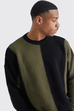 boohooMAN Oversized Pleated Colour Block Jumper | UK| Knitwear