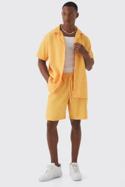 boohooMAN Oversized Pleated Shirt And Short | UK| Sets & Co-Ords