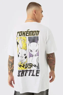 Oversized Pokemon Battle License Back Print T-shirt | UK^boohooMAN