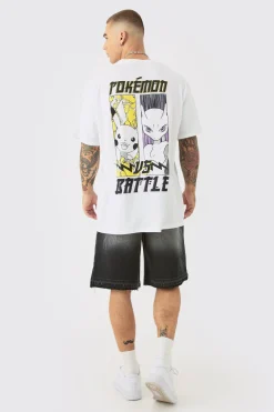 Oversized Pokemon Battle License Back Print T-shirt | UK^boohooMAN