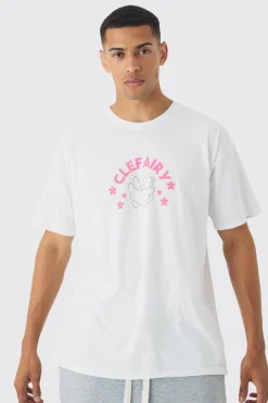 Oversized Pokemon Clefairy License Print T-Shirt | UK^boohooMAN Clearance