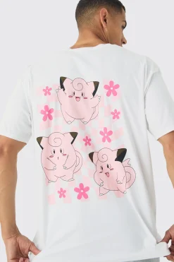 Oversized Pokemon Clefairy License Print T-Shirt | UK^boohooMAN Clearance