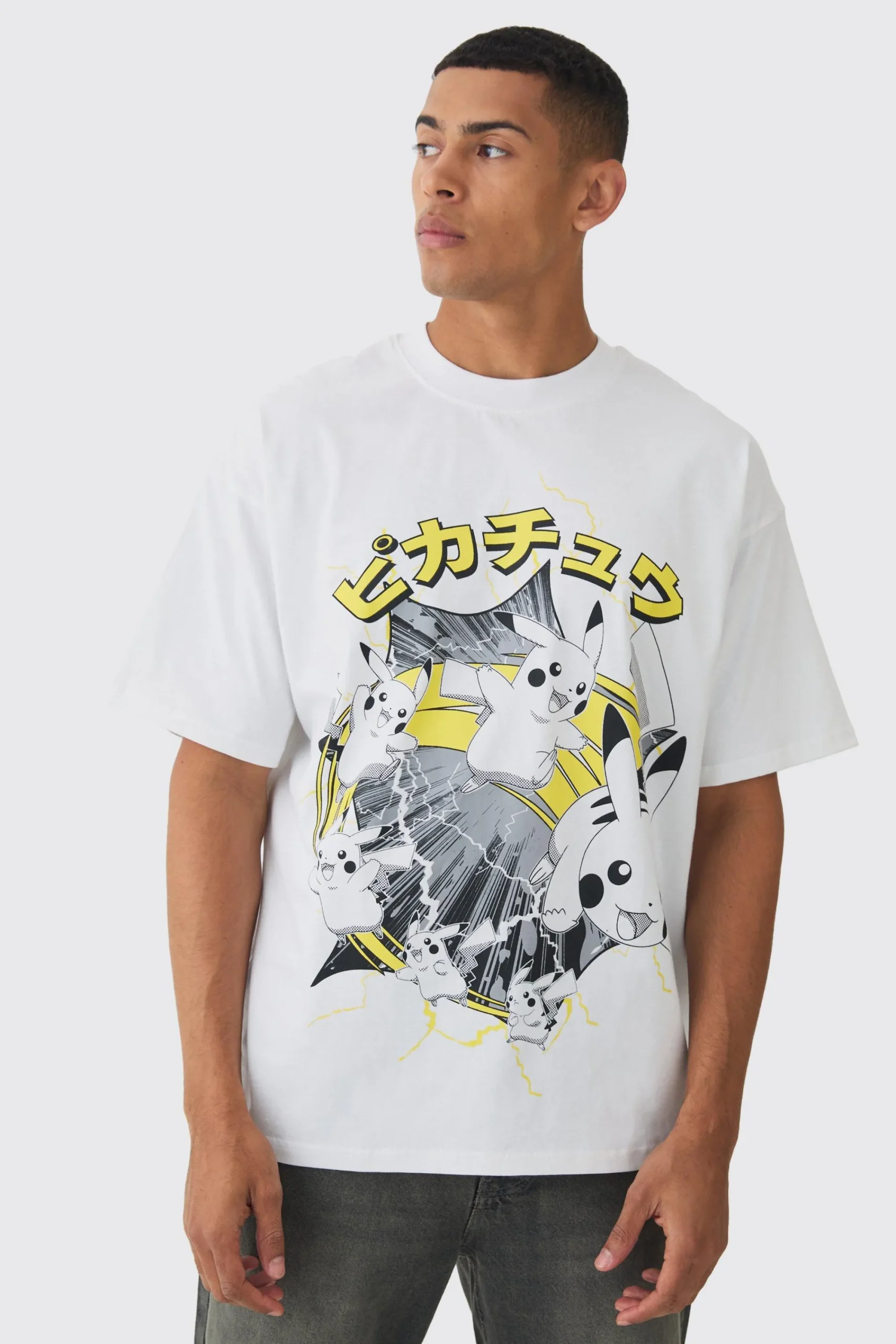 Oversized Pokemon Extended Neck Pikachu License T-shirt | UK^boohooMAN