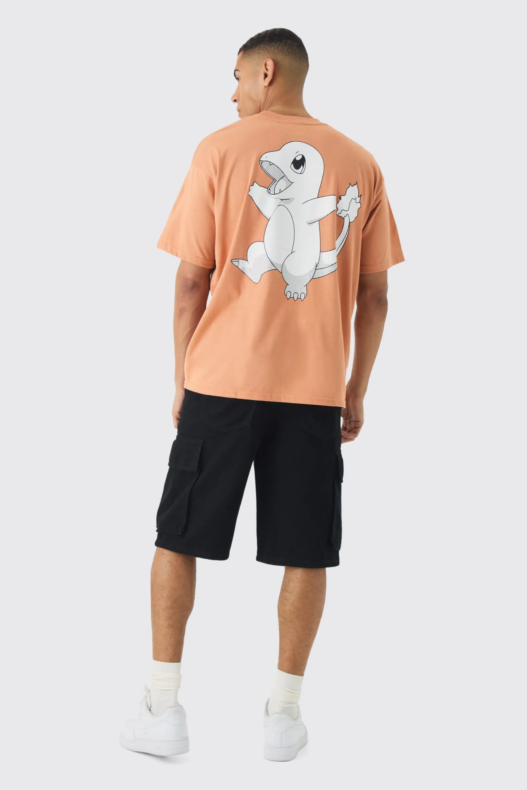 Oversized Pokemon Extended Neck Charmander License T-shirt | UK^boohooMAN Sale