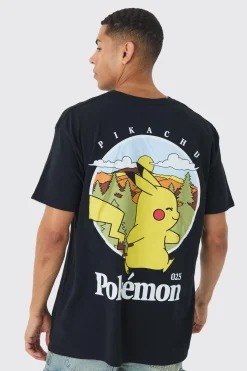 Oversized Pokemon Scenic License Print T-shirt | UK^boohooMAN Hot
