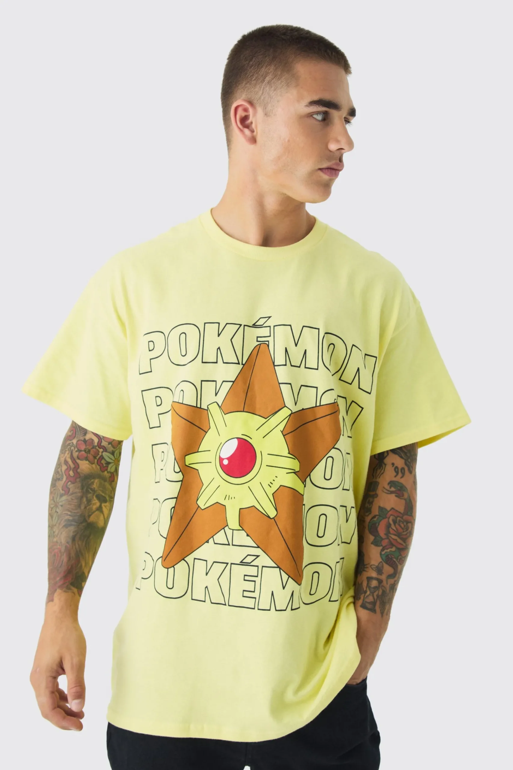 Oversized Pokemon Staryu License Print T-shirt | UK^boohooMAN Sale