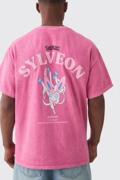 Oversized Pokemon Sylveon Wash License T-shirt | UK^boohooMAN Best