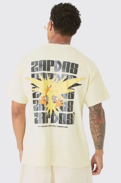 Oversized Pokémon Zapdos Wash License T-shirt | UK^boohooMAN