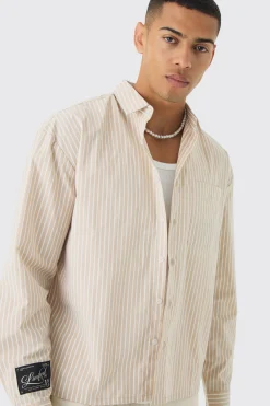 boohooMAN Oversized Poplin Stripe Long Sleeve Boxy Shirt | UK| Shirts