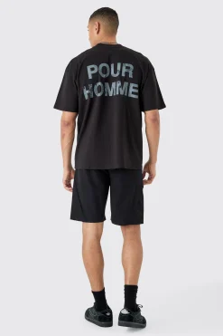 Oversized Pour Homme Graphic T-shirt | UK^boohooMAN New