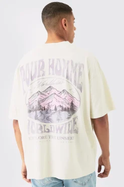 Oversized Pour Homme Landscape Wash T-shirt | UK^boohooMAN Best