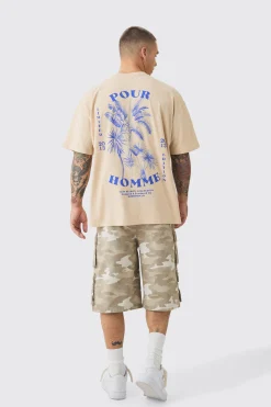 Oversized Pour Homme Palm Tree Print Wash T-shirt | UK^boohooMAN Clearance