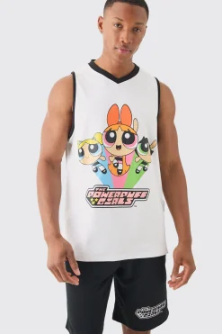 boohooMAN Oversized Powerpuff Girls License Mesh Vest And Short Set | UK| Tracksuits