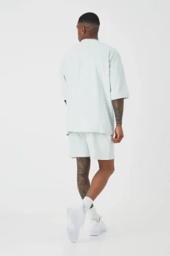 boohooMAN Oversized Premium Towelling Baseball Short Set | UK| Sets & Co-Ords|Tracksuits