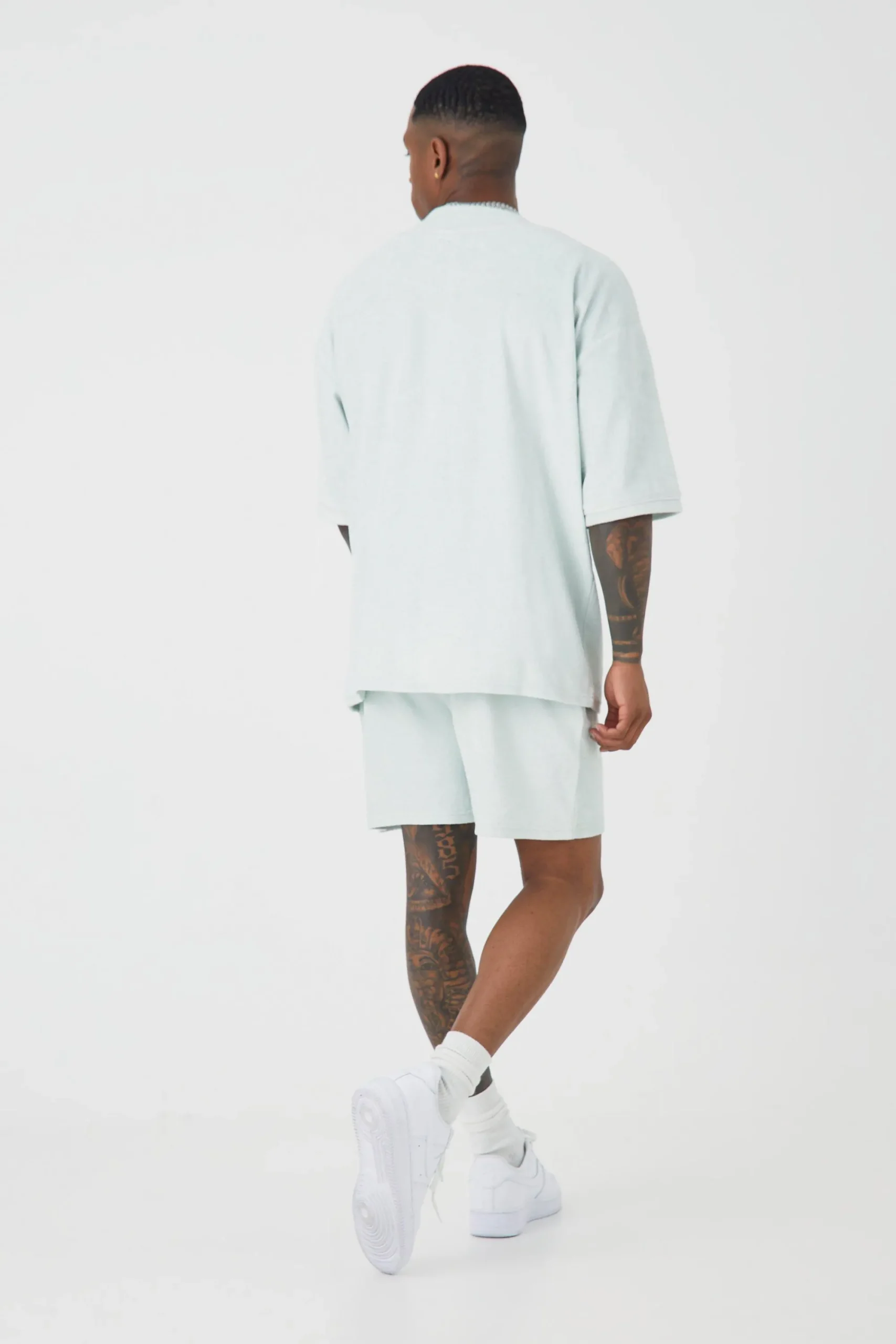 boohooMAN Oversized Premium Towelling Baseball Short Set | UK| Sets & Co-Ords|Tracksuits