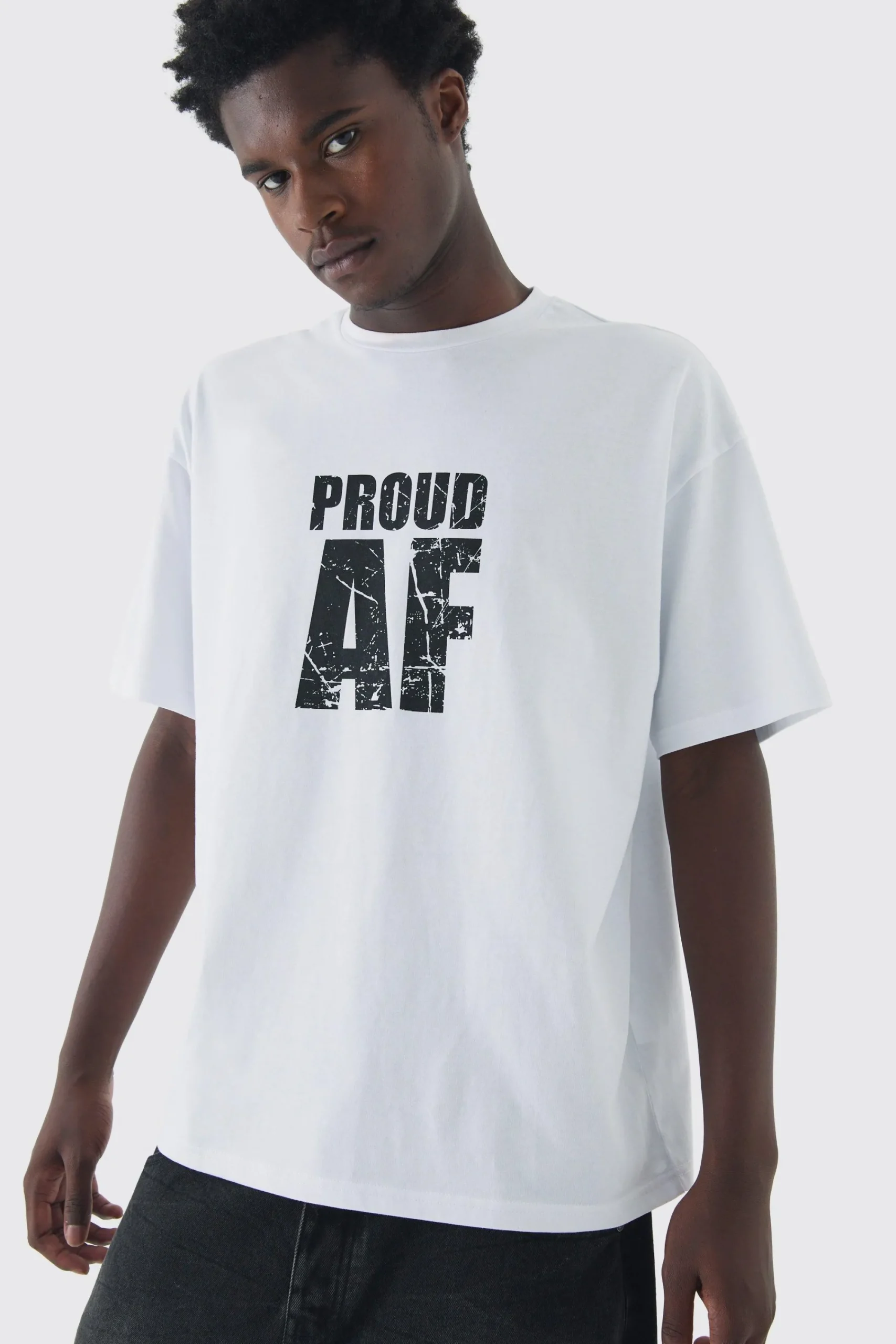 Oversized Proud AF Pride T-Shirt | UK^boohooMAN Online