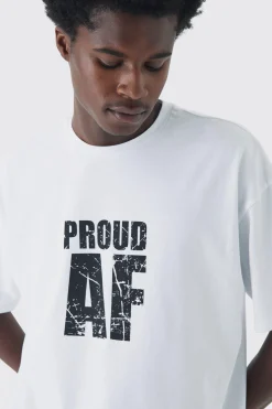 Oversized Proud AF Pride T-Shirt | UK^boohooMAN Online