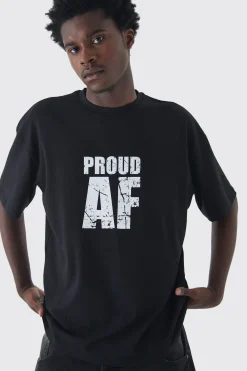 Oversized Proud AF Pride T-Shirt | UK^boohooMAN Online