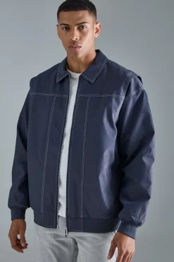 boohooMAN Oversized Pu Panel Detail Bomber In | UK| Coats & Jackets