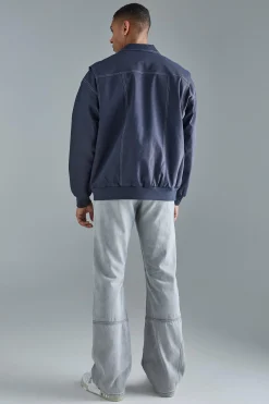 boohooMAN Oversized Pu Panel Detail Bomber In | UK| Coats & Jackets