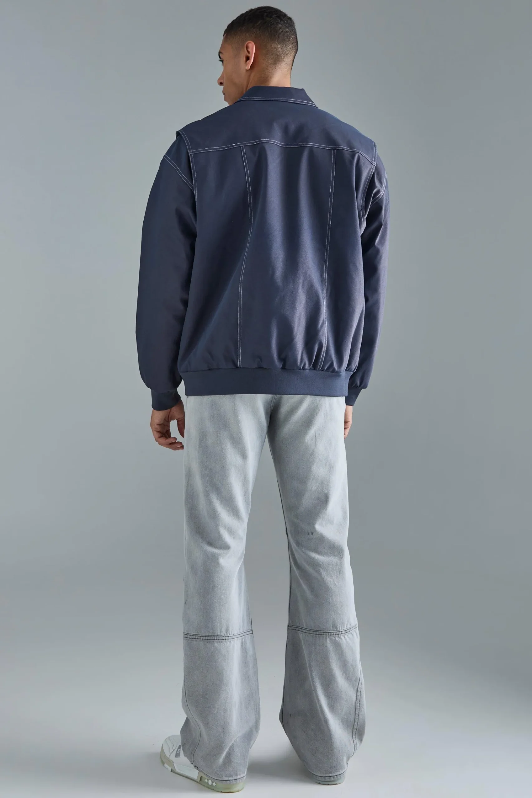 boohooMAN Oversized Pu Panel Detail Bomber In | UK| Coats & Jackets