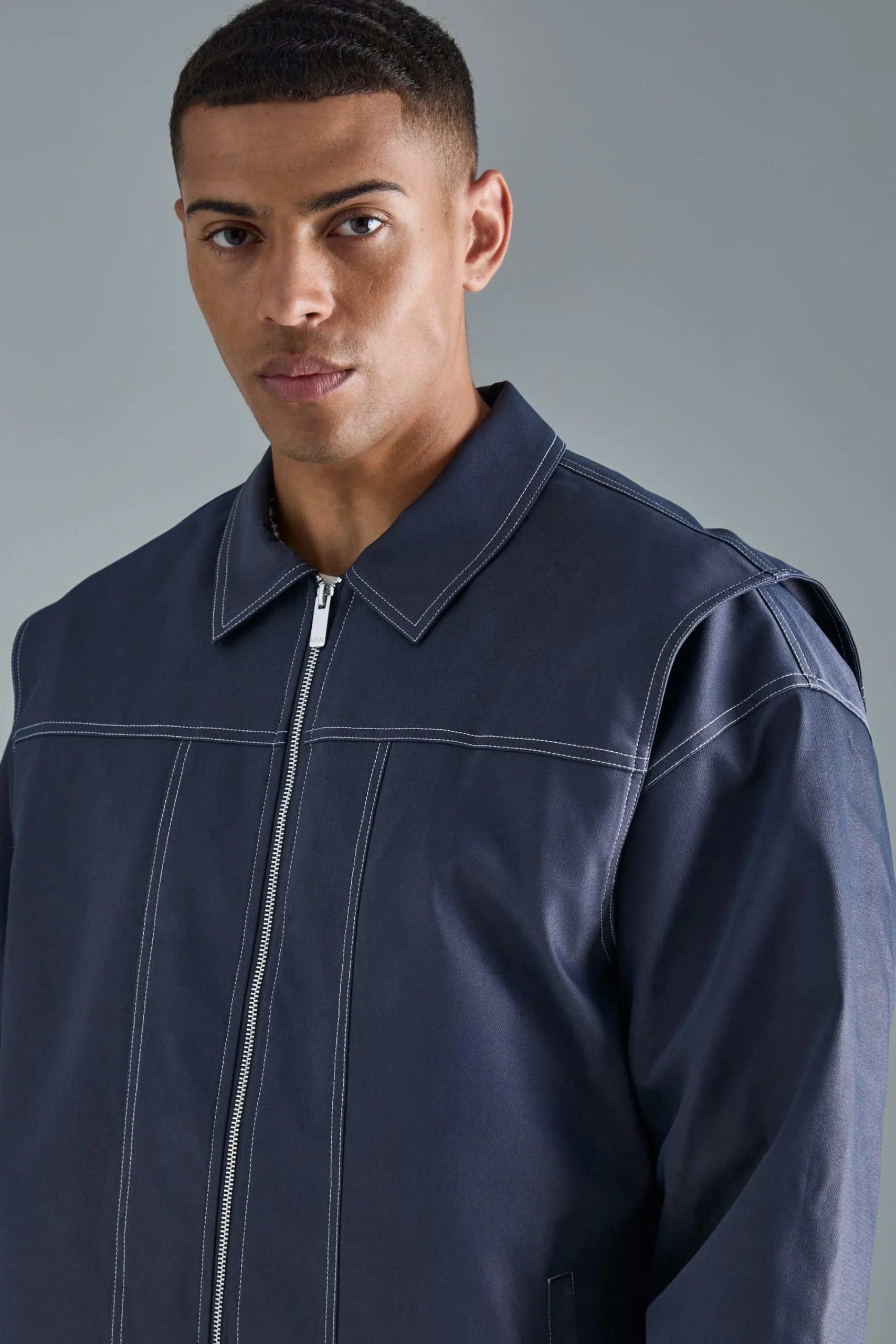 boohooMAN Oversized Pu Panel Detail Bomber In | UK| Coats & Jackets