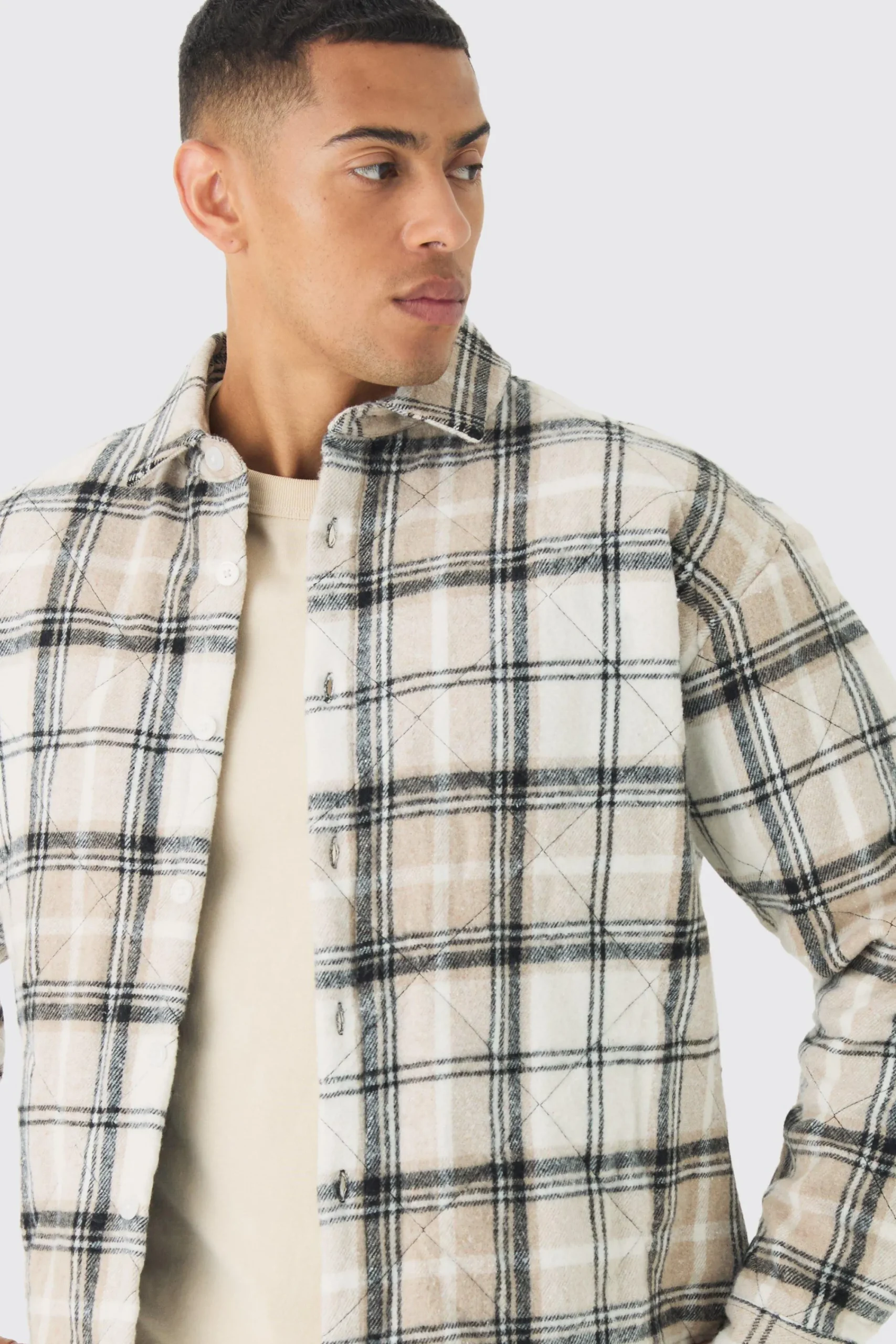boohooMAN Oversized Quilted Check Overshirt | UK| Shirts