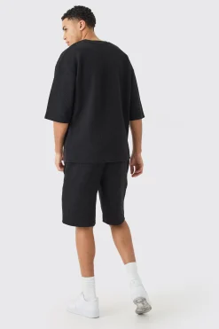 boohooMAN Oversized Quilted Herringbone T-shirt And Short Set | UK| Sets & Co-Ords|Tracksuits