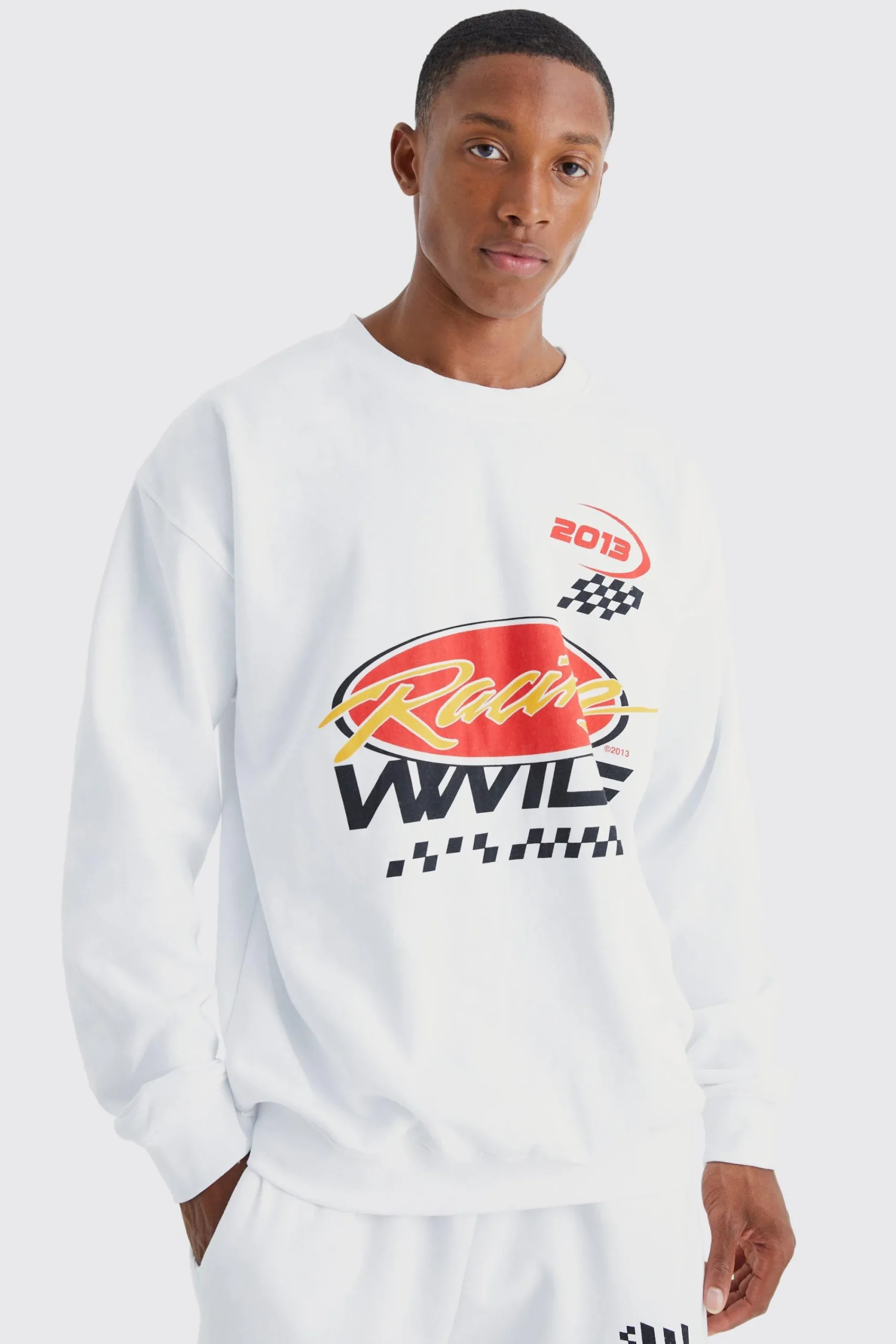 boohooMAN Oversized Racing Moto Sweat Tracksuit | UK| Tracksuits