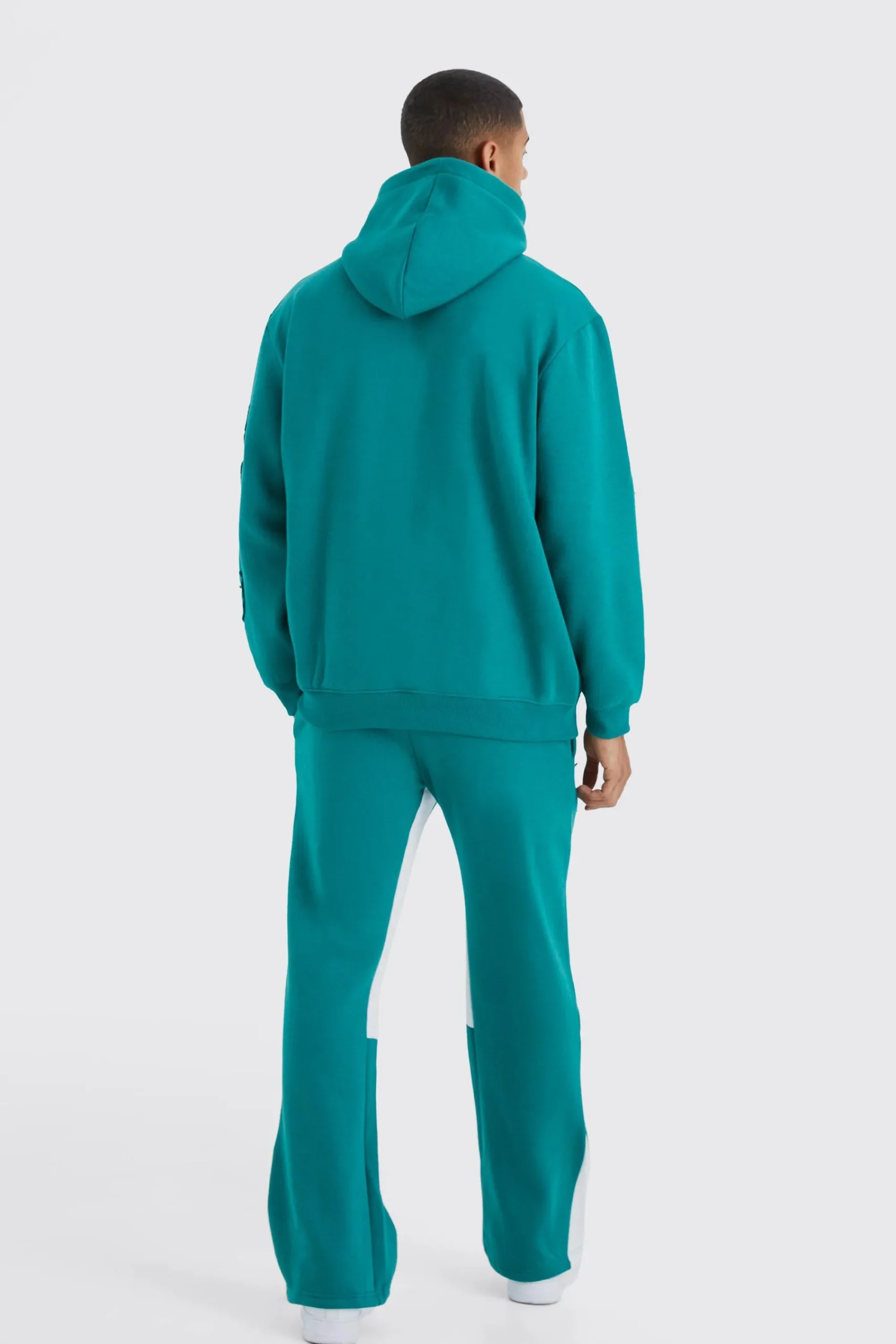 boohooMAN Oversized Raw Applique Hooded Gusset Tracksuit | UK| Tracksuits