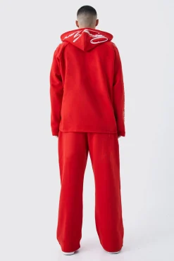 boohooMAN Oversized Raw Edge Script Embroide Hoodie | UK| Hoodies & Sweatshirts