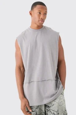 Oversized Raw Layer Tank | UK^boohooMAN Hot