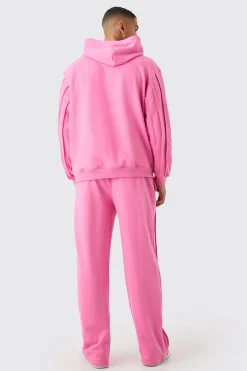 boohooMAN Oversized Raw Seam Man Sig Embroidered Hooded Tracksuit | UK| Tracksuits