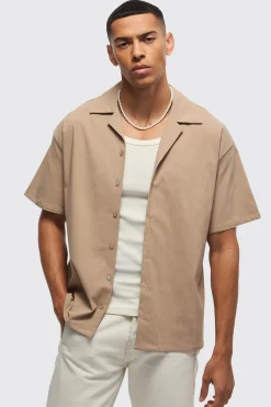 boohooMAN Oversized Revere Bengaline Shirt | UK| Shirts
