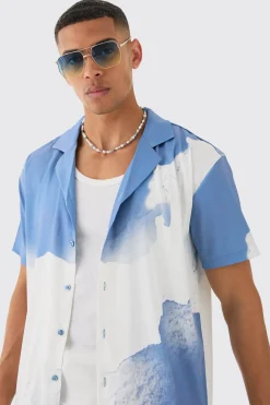 boohooMAN Oversized Revere Cloud Short Sleeve Shirt | UK| Shirts