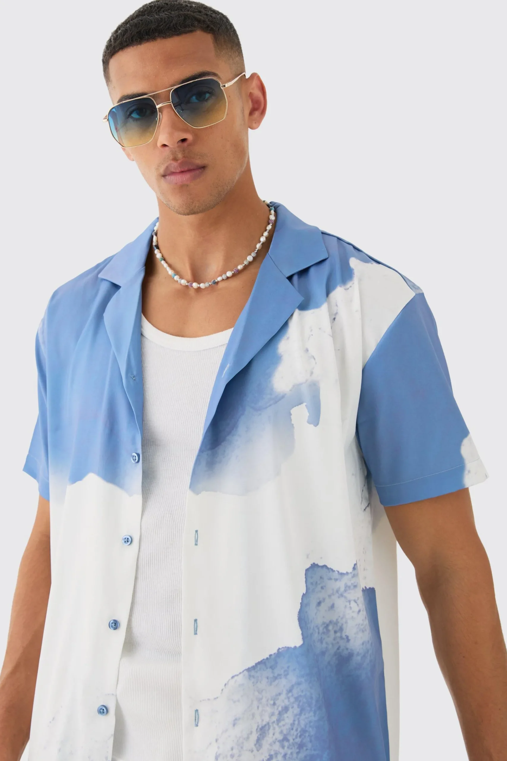 boohooMAN Oversized Revere Cloud Short Sleeve Shirt | UK| Shirts